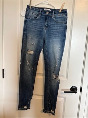 Flying Monkey Distressed Dark Blue Skinny Jeans